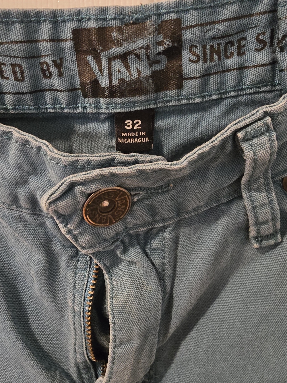 ​Vans V76 Skinny Skate Pants Men's Tag 32 (Altered to 29x25.5) Teal Canvas - Picture 3 of 7